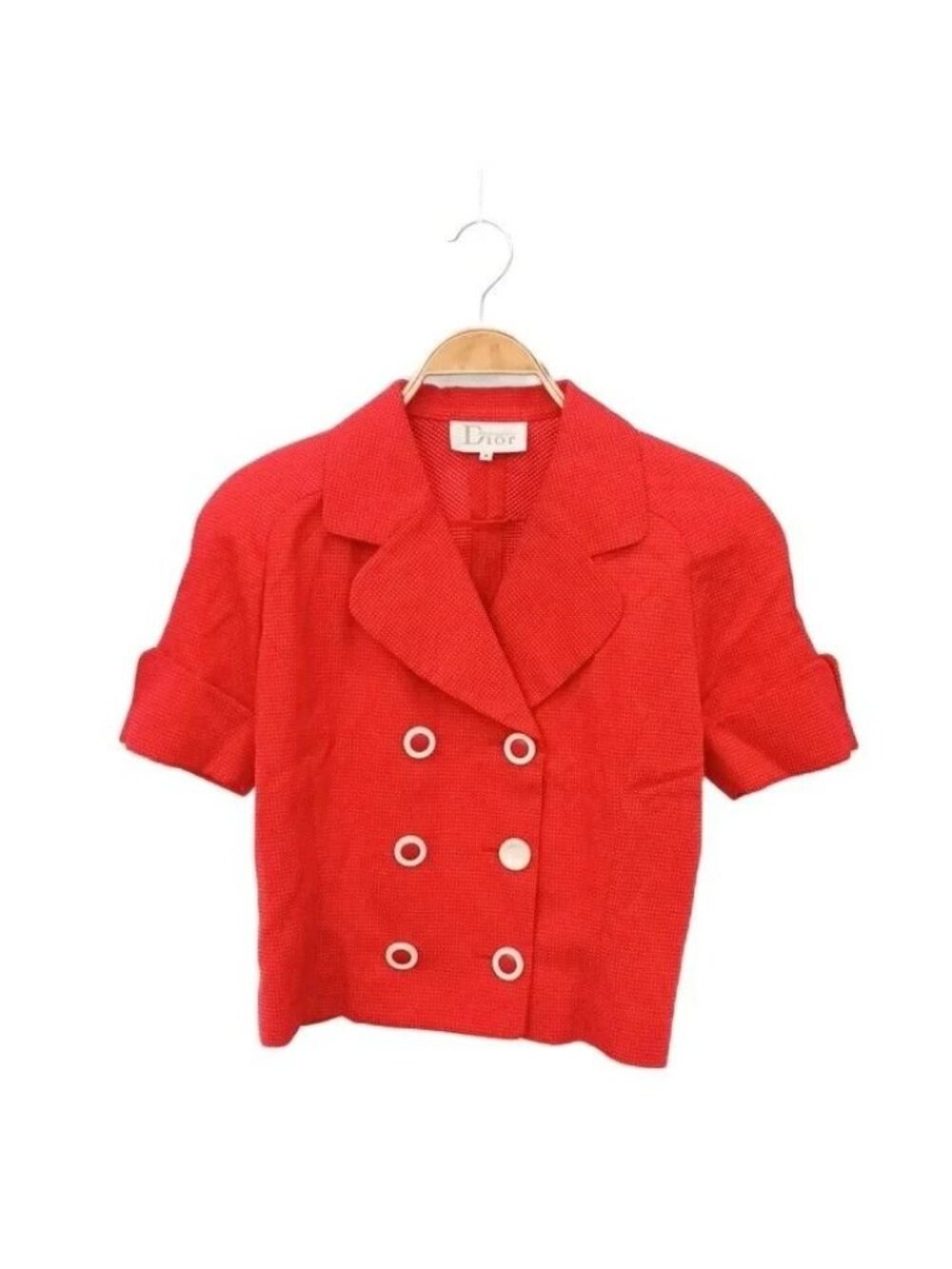 Dior Mademoiselle Jacket Short Sleeve Dot Double Red M
